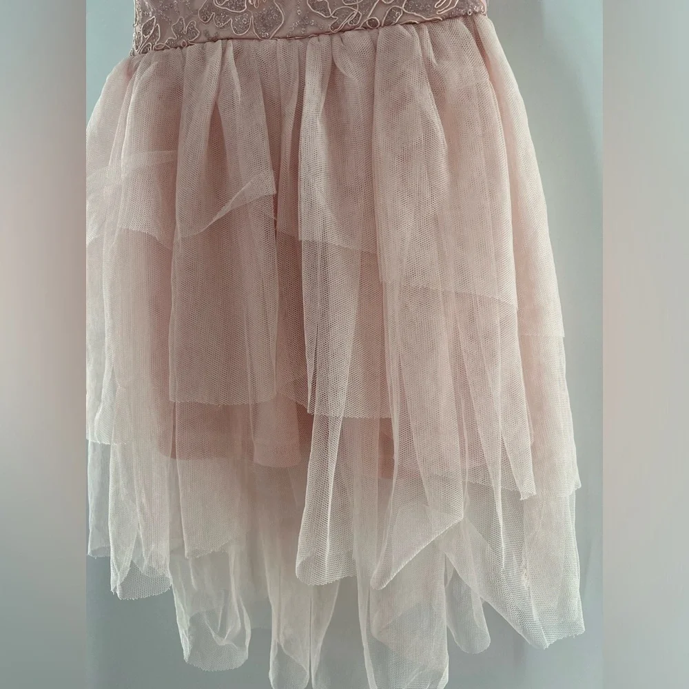 ZUNIE LACE BODICE HIGH LOW PINK DRESS SIZE 2